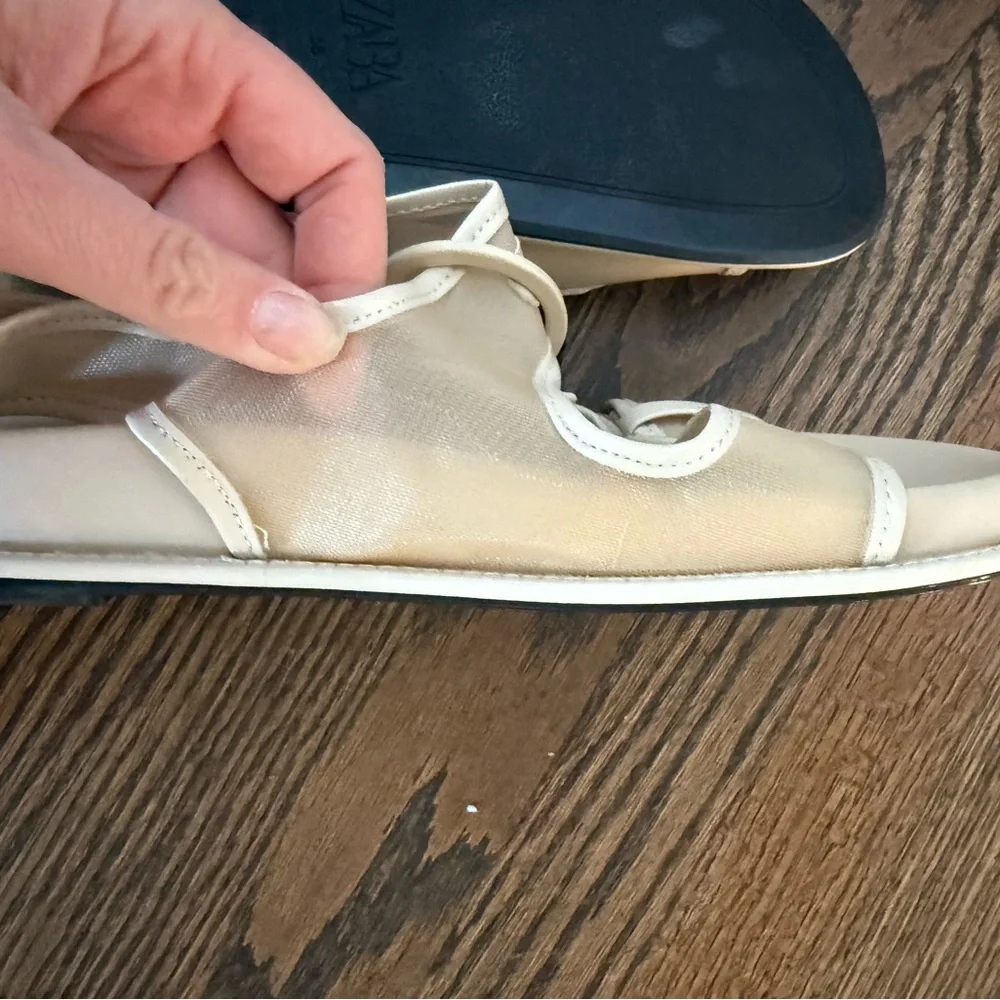 ZARA BUCKLED FLAT MESH SANDALS